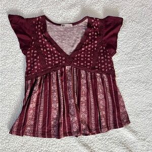 Y2K SO pomegranate red babydoll top